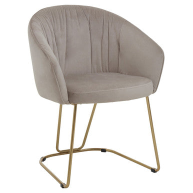 Orsina Veneto Mink Velvet Curved Dining Chair | Gold Base Seating
