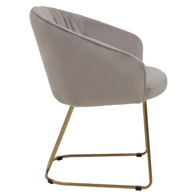 Orsina Veneto Mink Velvet Curved Dining Chair | Gold Base Seating