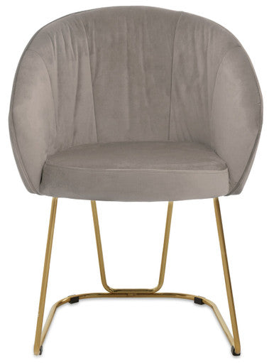 Orsina Veneto Mink Velvet Curved Dining Chair | Gold Base Seating
