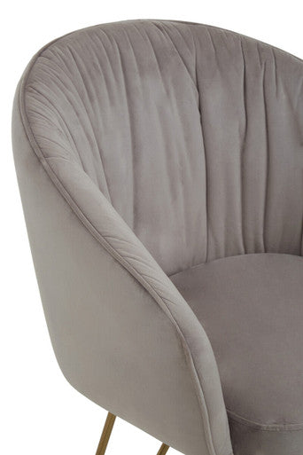 Orsina Veneto Mink Velvet Curved Dining Chair | Gold Base Seating