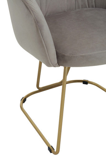 Orsina Veneto Mink Velvet Curved Dining Chair | Gold Base Seating