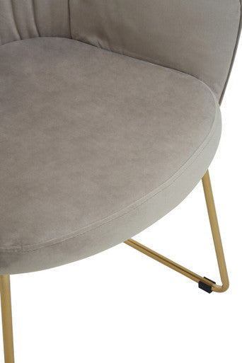 Orsina Veneto Mink Velvet Curved Dining Chair | Gold Base Seating
