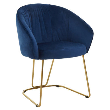 Orsina Veneto Midnight Velvet Curved Dining Chair | Gold Metal Base
