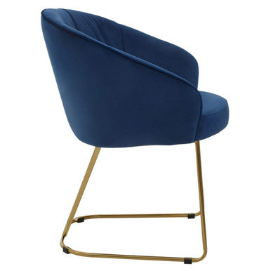 Orsina Veneto Midnight Velvet Curved Dining Chair | Gold Metal Base