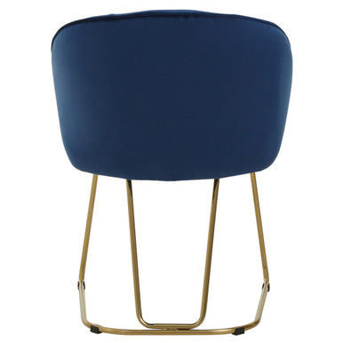 Orsina Veneto Midnight Velvet Curved Dining Chair | Gold Metal Base