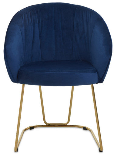 Orsina Veneto Midnight Velvet Curved Dining Chair | Gold Metal Base