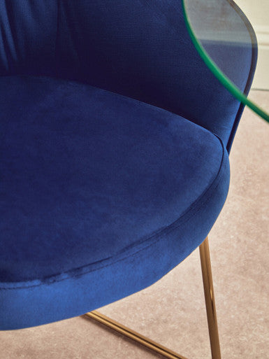 Orsina Veneto Midnight Velvet Curved Dining Chair | Gold Metal Base