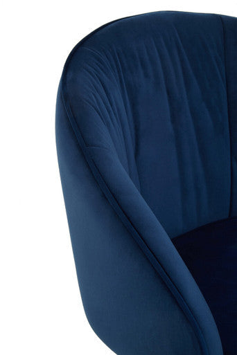 Orsina Veneto Midnight Velvet Curved Dining Chair | Gold Metal Base