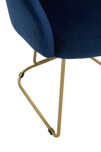 Orsina Veneto Midnight Velvet Curved Dining Chair | Gold Metal Base
