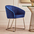 Orsina Veneto Midnight Velvet Curved Dining Chair | Gold Metal Base