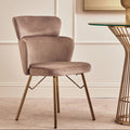 Orsina Veneto Mink Velvet Dining Chair with Gold Base | Modern Seating