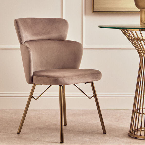 Orsina Veneto Mink Velvet Dining Chair with Gold Base | Modern Seating