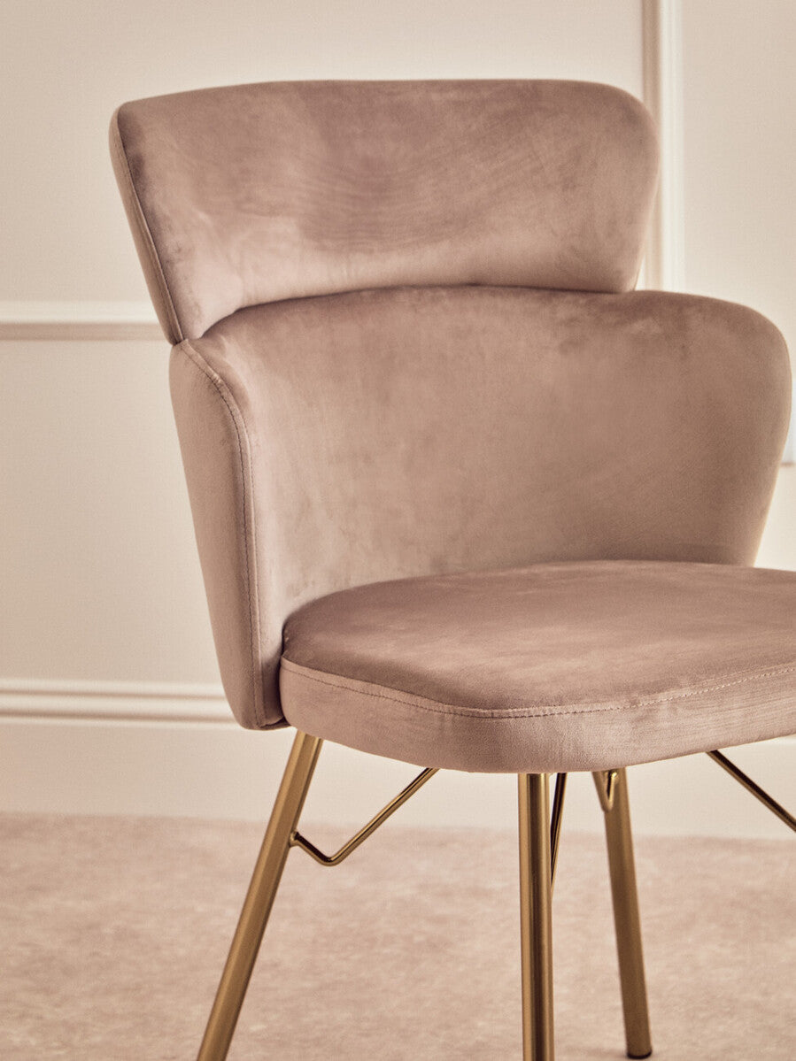 Orsina Veneto Mink Velvet Dining Chair with Gold Base | Modern Seating