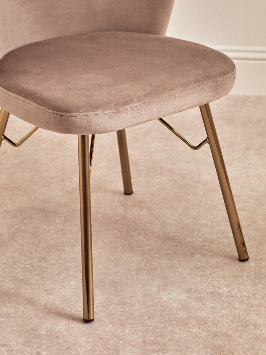Orsina Veneto Mink Velvet Dining Chair with Gold Base | Modern Seating