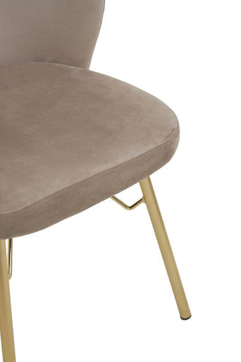 Orsina Veneto Mink Velvet Dining Chair with Gold Base | Modern Seating