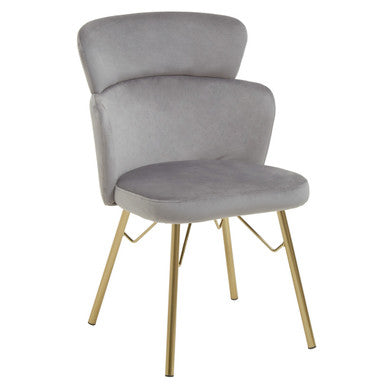 Orsina Veneto Grey Velvet Dining Chair with Polished Gold Metal Base