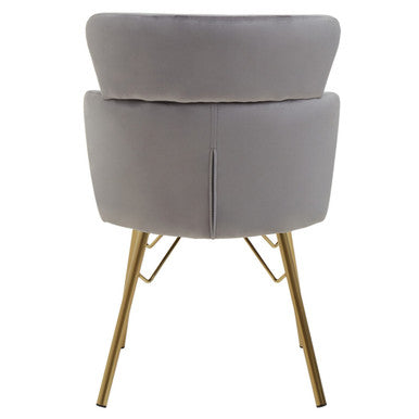 Orsina Veneto Grey Velvet Dining Chair with Polished Gold Metal Base