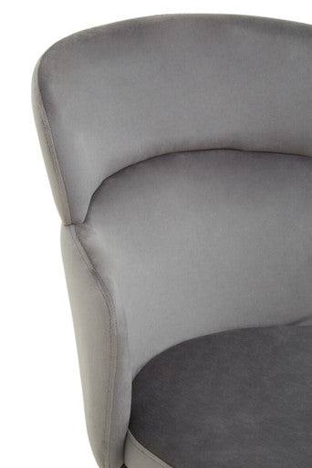 Orsina Veneto Grey Velvet Dining Chair with Polished Gold Metal Base