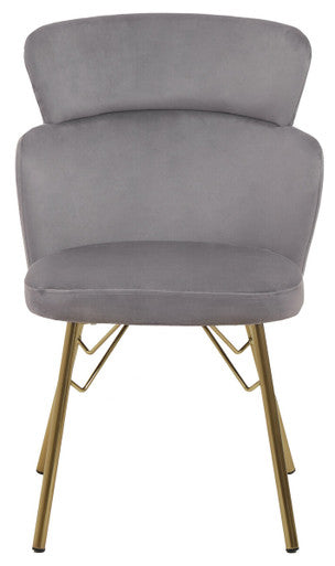 Orsina Veneto Grey Velvet Dining Chair with Polished Gold Metal Base
