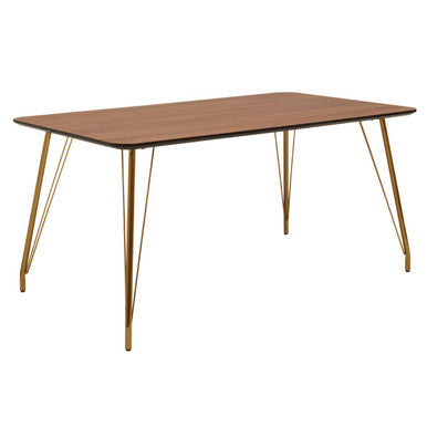 Orsina Veneto Dining Table | Natural Wood Effect & Gold Hairpin Legs