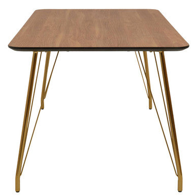 Orsina Veneto Dining Table | Natural Wood Effect & Gold Hairpin Legs