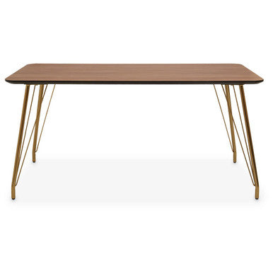 Orsina Veneto Dining Table | Natural Wood Effect & Gold Hairpin Legs