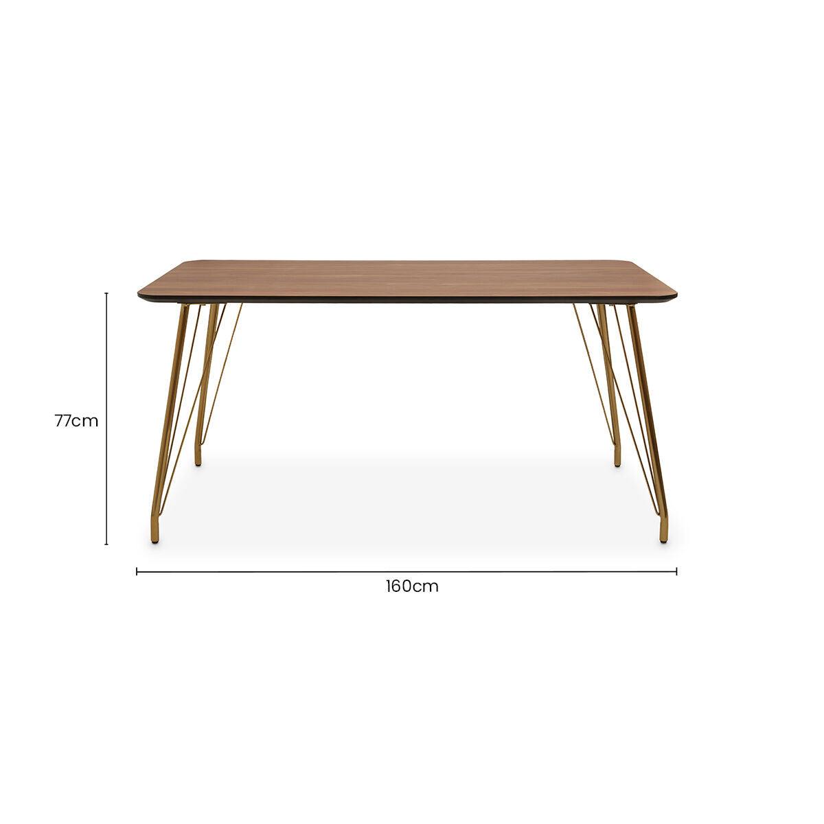Orsina Veneto Dining Table | Natural Wood Effect & Gold Hairpin Legs
