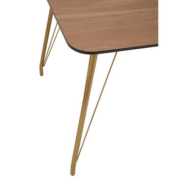 Orsina Veneto Dining Table | Natural Wood Effect & Gold Hairpin Legs