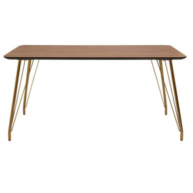 Orsina Veneto Dining Table | Natural Wood Effect & Gold Hairpin Legs
