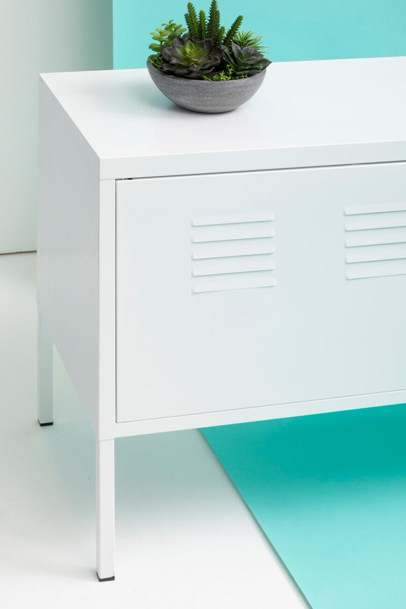 Orsina White Metal Locker Cabinet – Two Door Modern Storage Unit