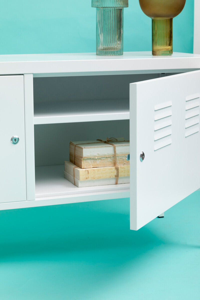 Orsina White Metal Locker Cabinet – Two Door Modern Storage Unit