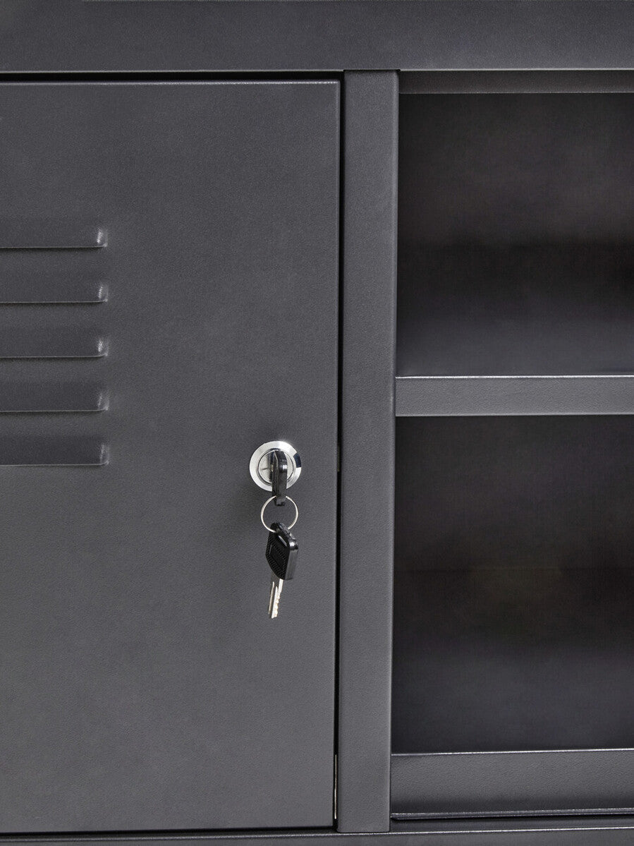Orsina Academy Two Door Grey Metal Locker Cabinet | Modern Storage