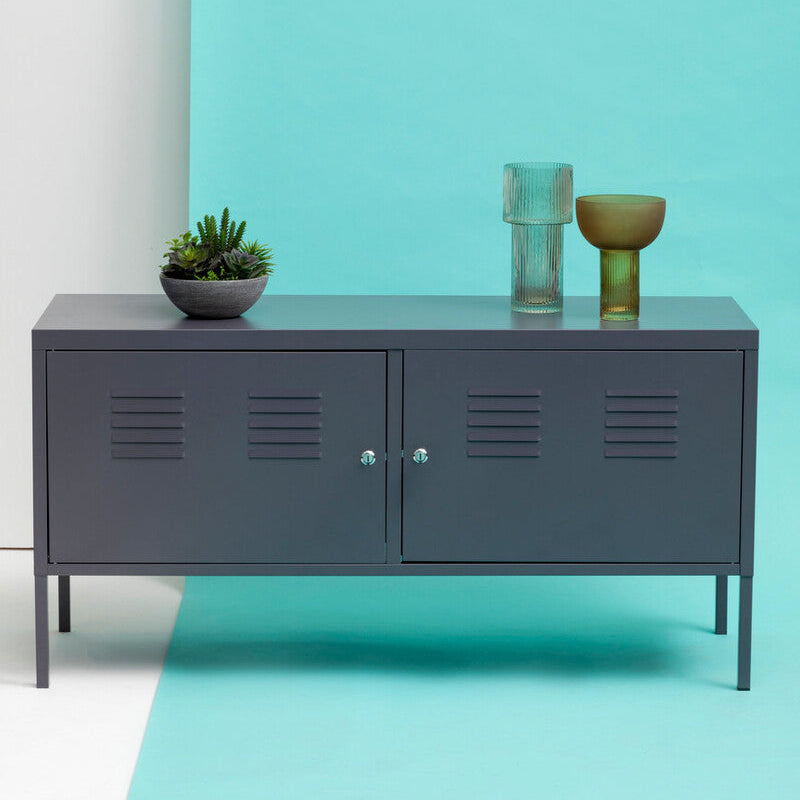 Orsina Academy Two Door Grey Metal Locker Cabinet | Modern Storage