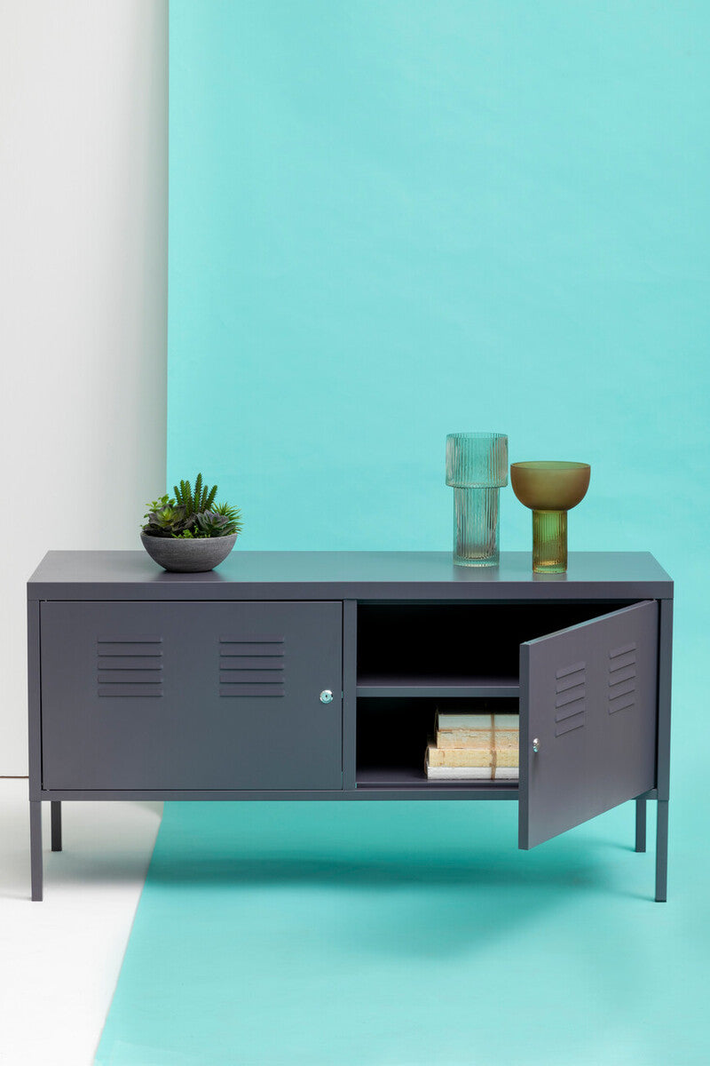 Orsina Academy Two Door Grey Metal Locker Cabinet | Modern Storage