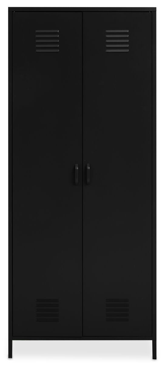 Orsina Academy Black Two Door Locker Style Industrial Wardrobe