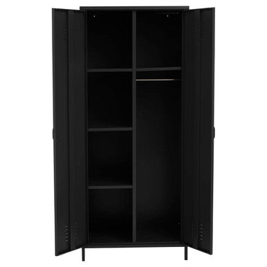 Orsina Academy Black Two Door Locker Style Industrial Wardrobe