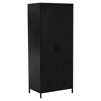 Orsina Academy Black Two Door Locker Style Industrial Wardrobe