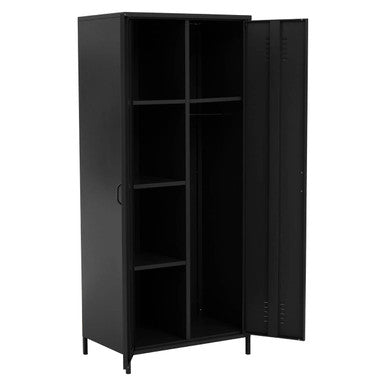 Orsina Academy Black Two Door Locker Style Industrial Wardrobe
