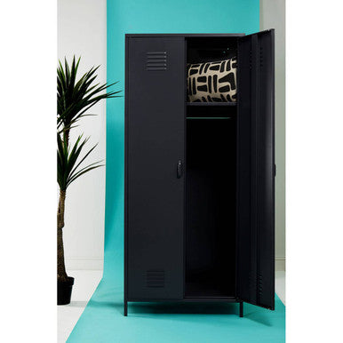 Orsina Academy Black Two Door Locker Style Industrial Wardrobe