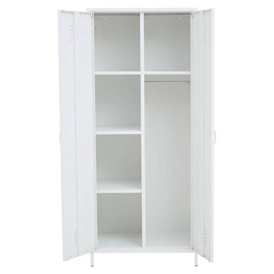 Orsina Academy White Two-Door Locker Style Wardrobe – Metal Storage