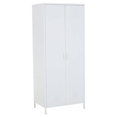 Orsina Academy White Two-Door Locker Style Wardrobe – Metal Storage