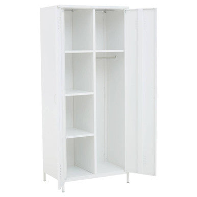Orsina Academy White Two-Door Locker Style Wardrobe – Metal Storage