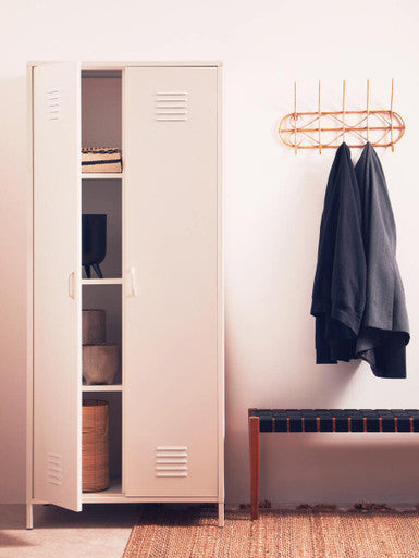 Orsina Academy White Two-Door Locker Style Wardrobe – Metal Storage