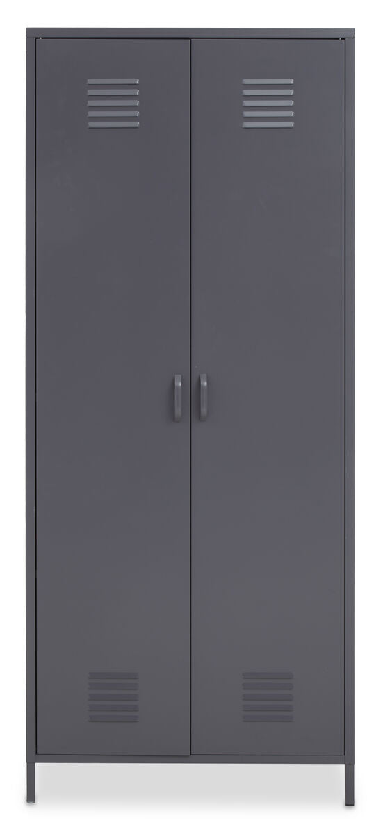Orsina Academy Grey Two Door Locker Style Wardrobe - Metal Storage