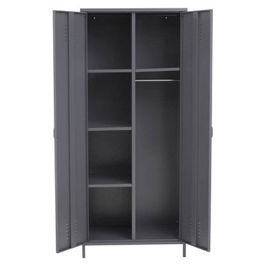 Orsina Academy Grey Two Door Locker Style Wardrobe - Metal Storage