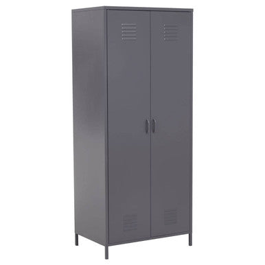 Orsina Academy Grey Two Door Locker Style Wardrobe - Metal Storage