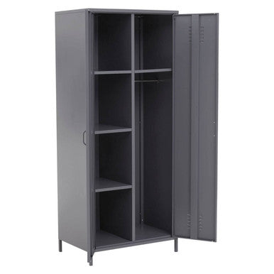 Orsina Academy Grey Two Door Locker Style Wardrobe - Metal Storage