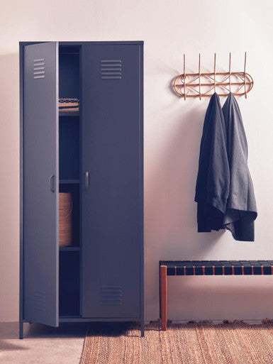Orsina Academy Grey Two Door Locker Style Wardrobe - Metal Storage
