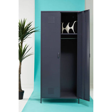 Orsina Academy Grey Two Door Locker Style Wardrobe - Metal Storage