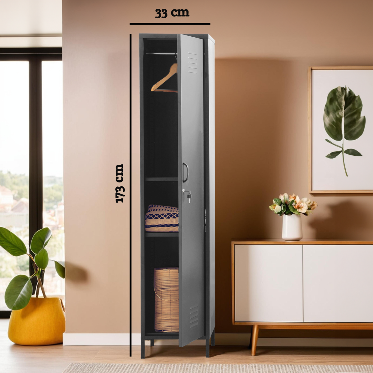 Orsina Academy Grey Tall One Door Metal Locker Storage Cabinet